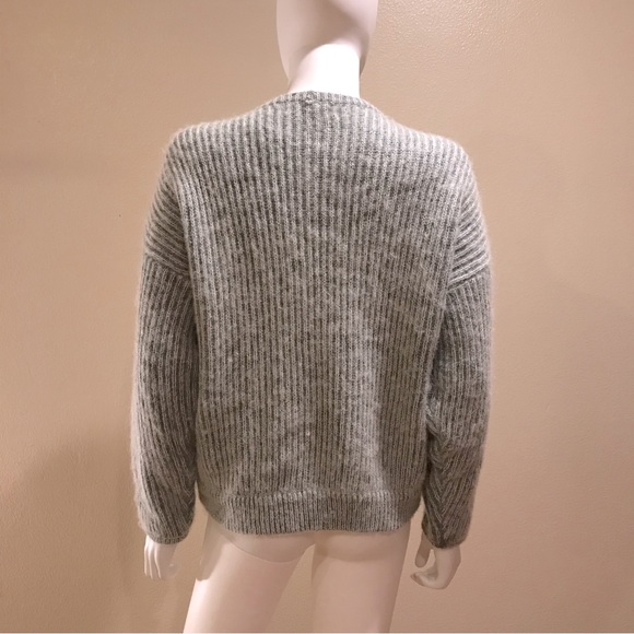 Crocodile Mohair Wool Cardigan Sweater Womens Small Light Grey Chunky Oversized - Picture 10 of 10